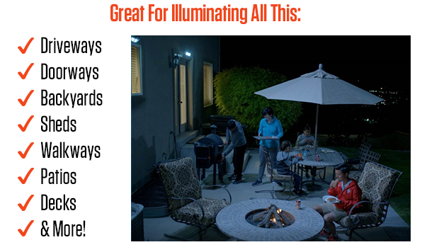 Great For Illuminating All This: Driveways, Backyards, Walkways, Decks, Doorways, Sheds, Patios, & More!